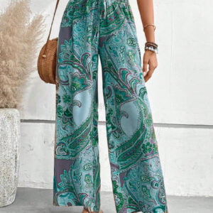 Pantalon large taille haute pour femme